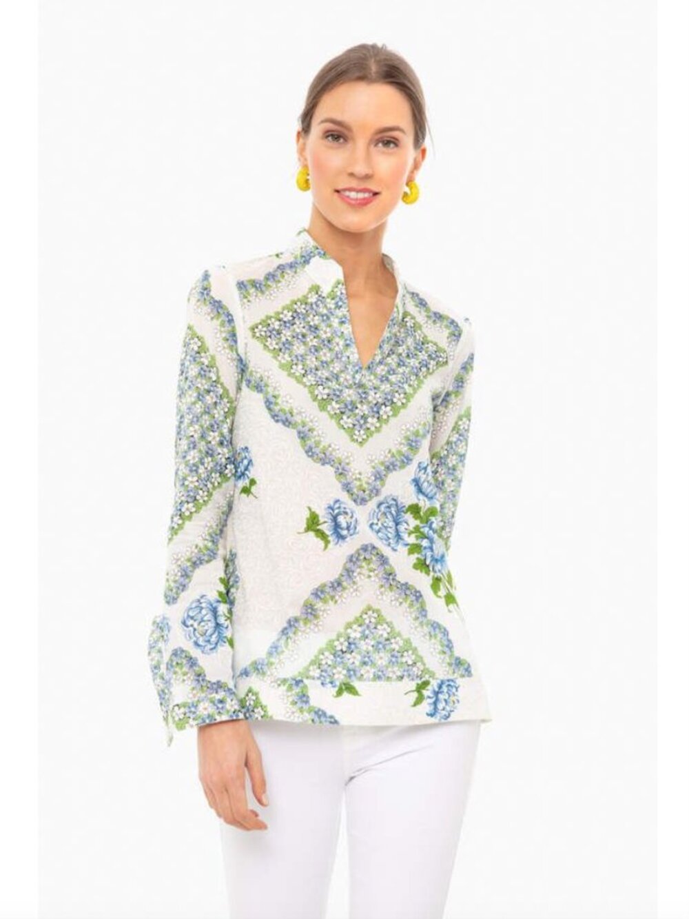 Tory Burch Printed Cotton Tunic in Terrace Ditsy Floral